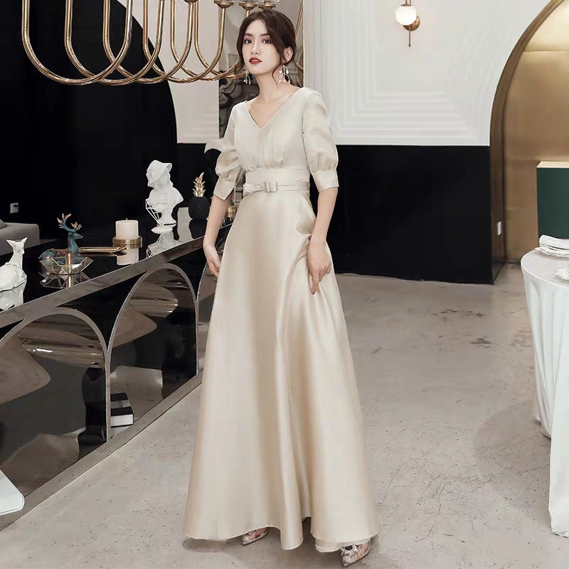 Chorus performance costume evening dress dress female fairy temperament host autumn and winter long skirt female slim bridesmaid dress