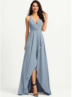 A-Line V-neck Asymmetrical Bridesmaid Dress High-Low Bridesmaid Dresses