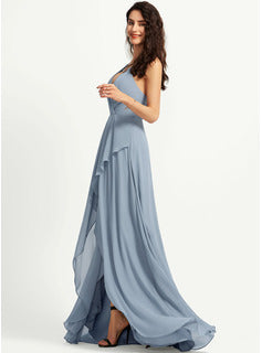 A-Line V-neck Asymmetrical Bridesmaid Dress High-Low Bridesmaid Dresses