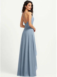 A-Line V-neck Asymmetrical Bridesmaid Dress High-Low Bridesmaid Dresses