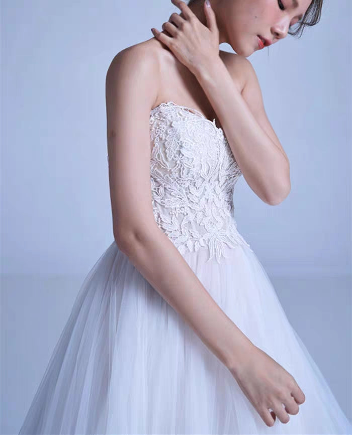 Mori light wedding dress new simple bra high waist thin wedding dress lawn brigade pat beach skirt drag tail