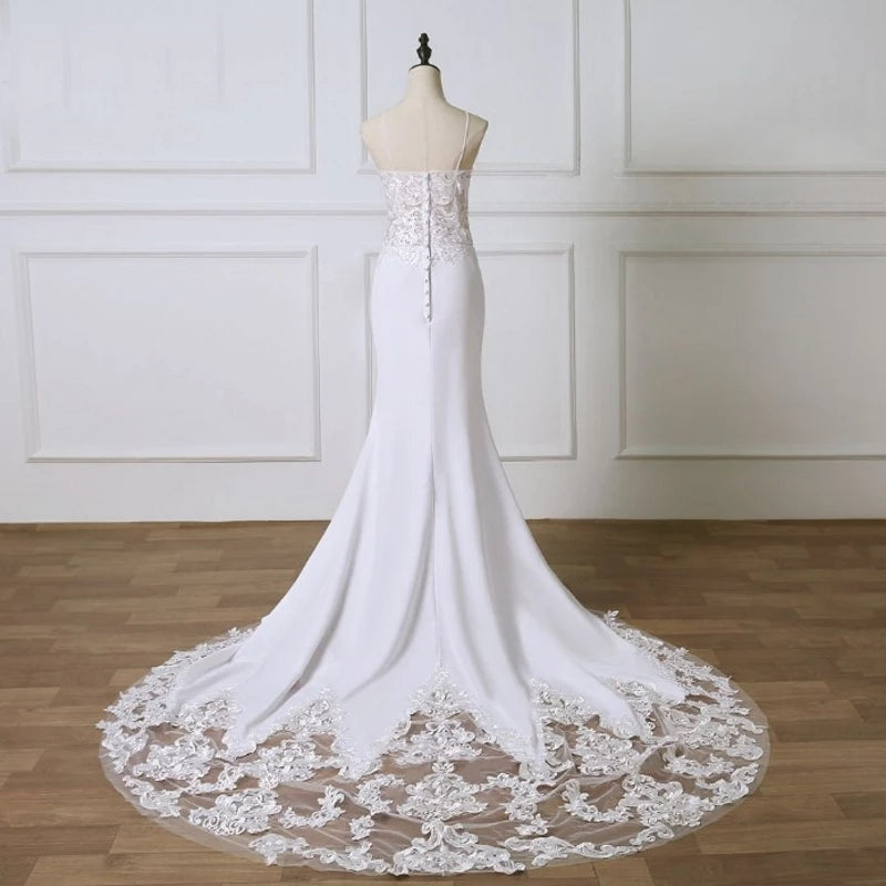 Wedding Dress Vintage Lace Sweetheart Neckline Strapless Backless Bridal Dress