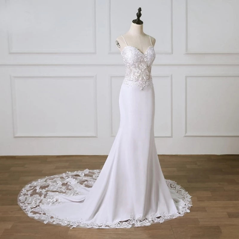 Wedding Dress Vintage Lace Sweetheart Neckline Strapless Backless Bridal Dress