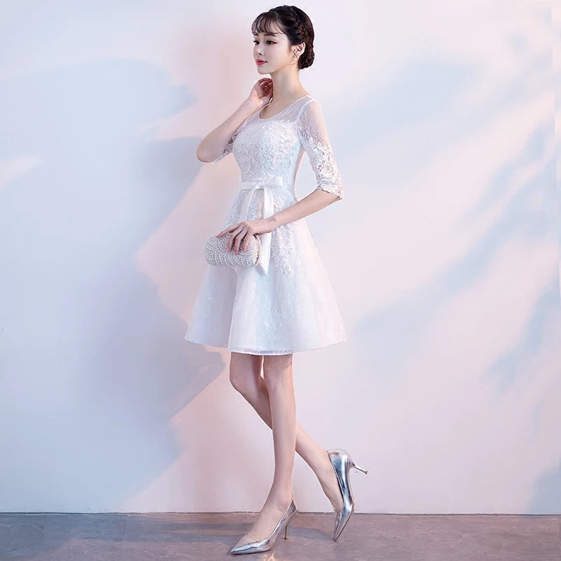 Banquet evening dress women fashion elegant white short