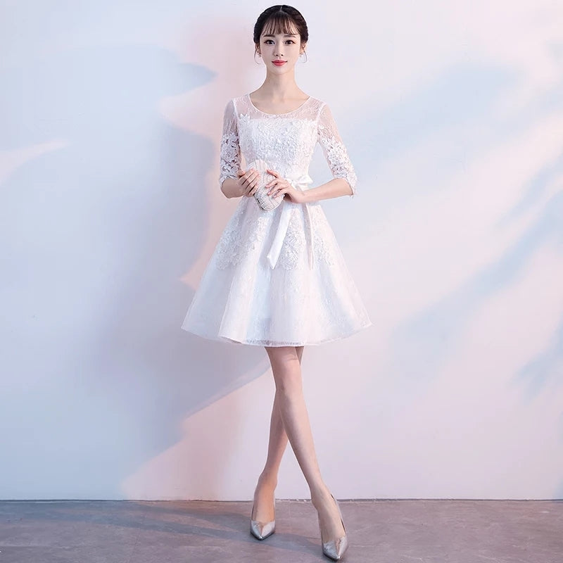 Banquet evening dress women fashion elegant white short