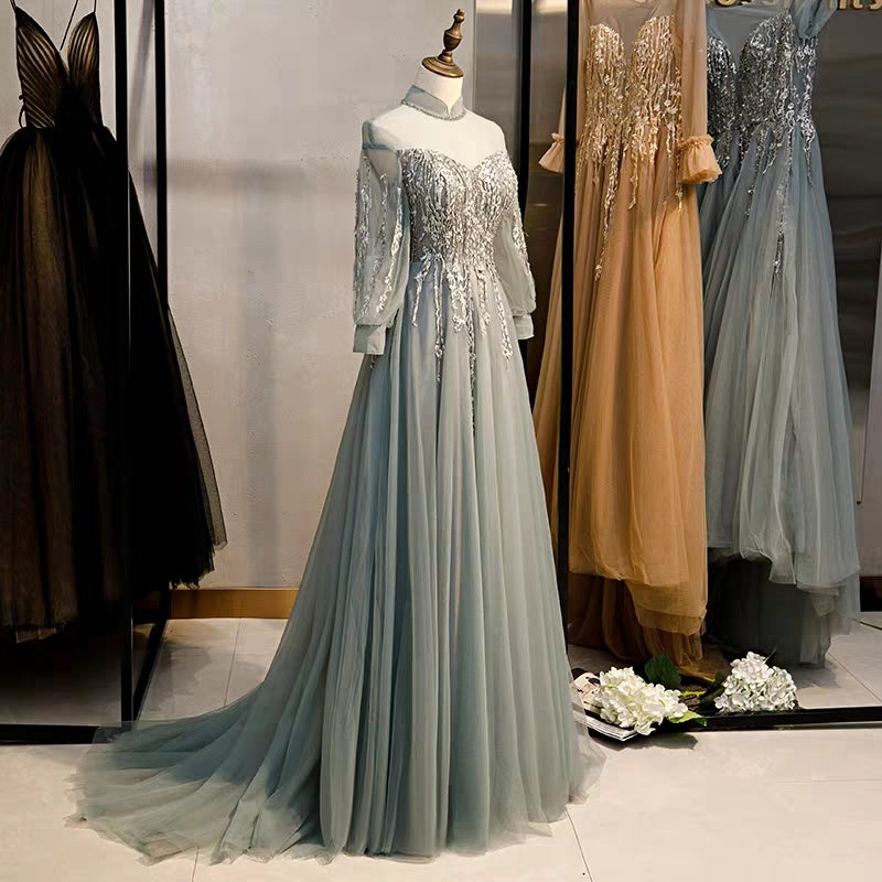 Bridesmaids new banquet long sleeves can usually wear fairy-like dream dress birthday evening dress