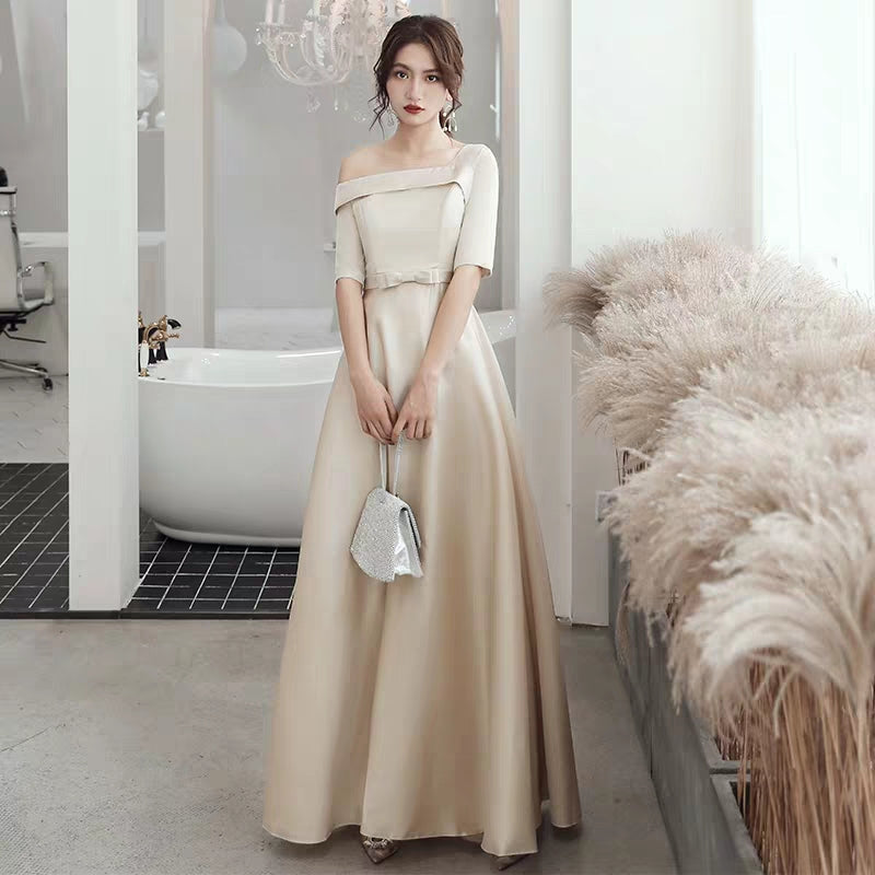 Chorus performance costume evening dress dress female fairy temperament host autumn and winter long skirt female slim bridesmaid dress