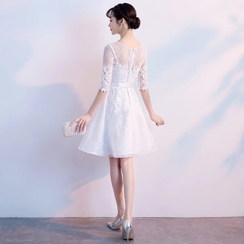 Banquet evening dress women fashion elegant white short