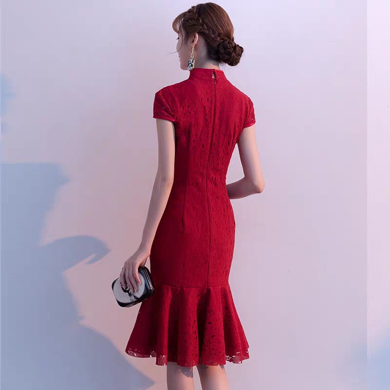 Cheongsam toast clothing 2020 new summer wedding engagement dress female back door bride small dress everyday can usually wear