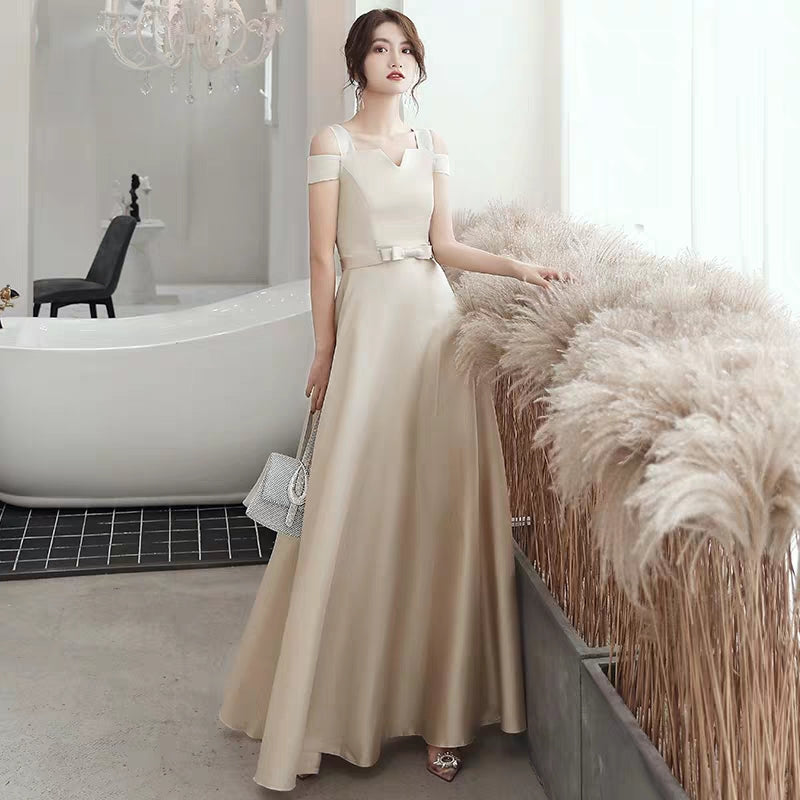 Chorus performance costume evening dress dress female fairy temperament host autumn and winter long skirt female slim bridesmaid dress