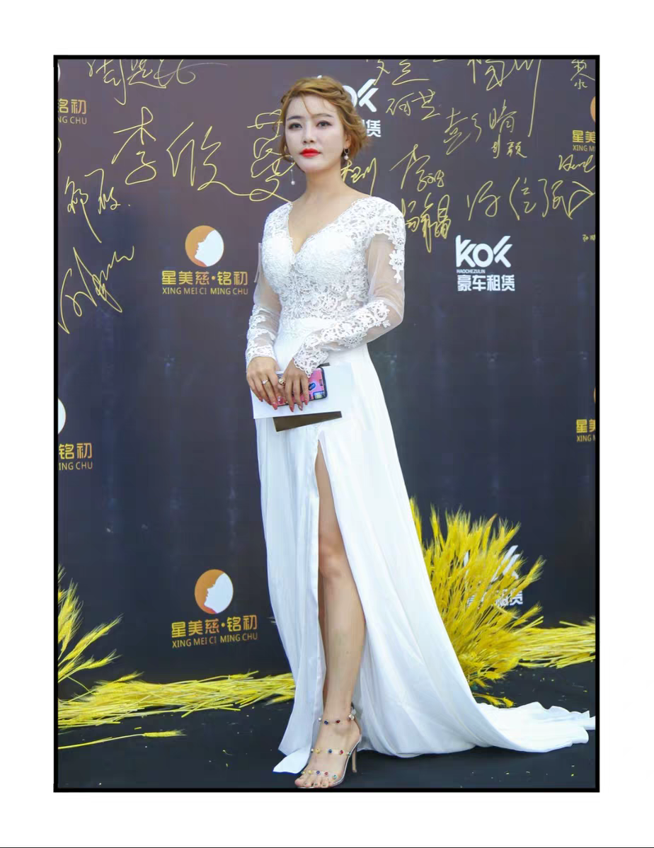 European and American new shoulder V-neck slim fit split Wedding dress