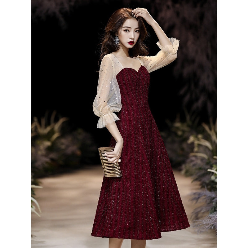 Banquet evening dress red long-sleeved dress women evening dress birth – Ame_handmadesg Banquet evening dress red long-sleeved dress women evening dress birth – Ame_handmadesg