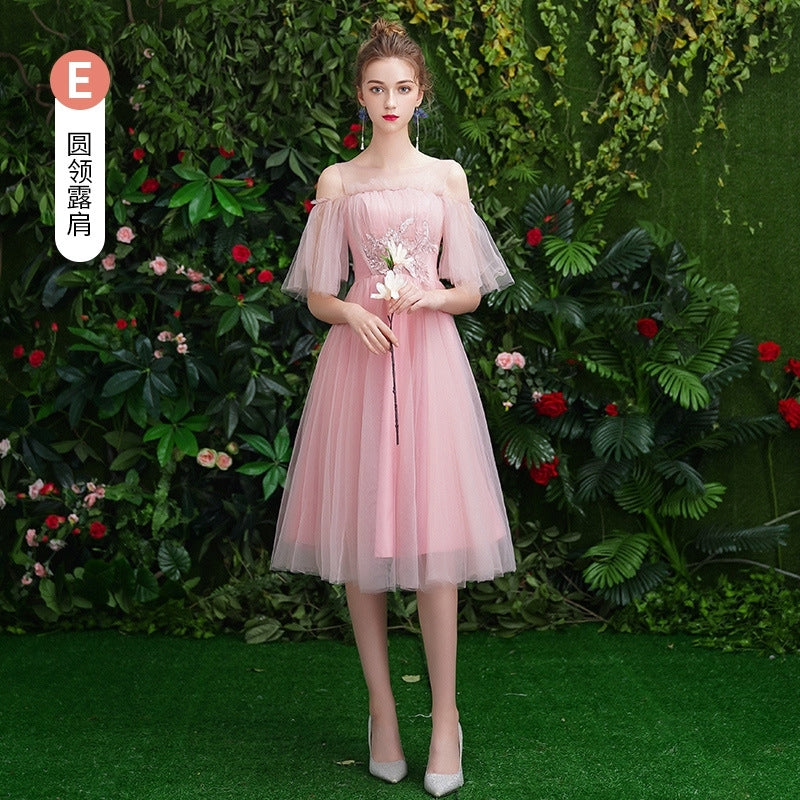 Wedding bridesmaid dress pink dress birthday dress playing piano dress Annual grey dress host maxidress dinner