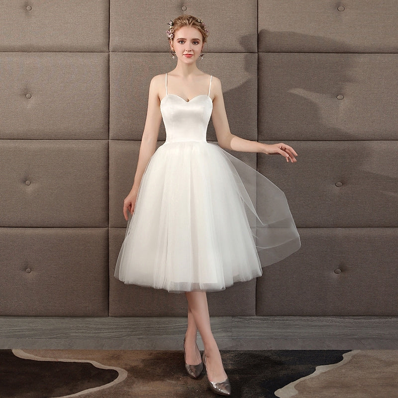 wedding dress bridesmaid dress sling short department of travel