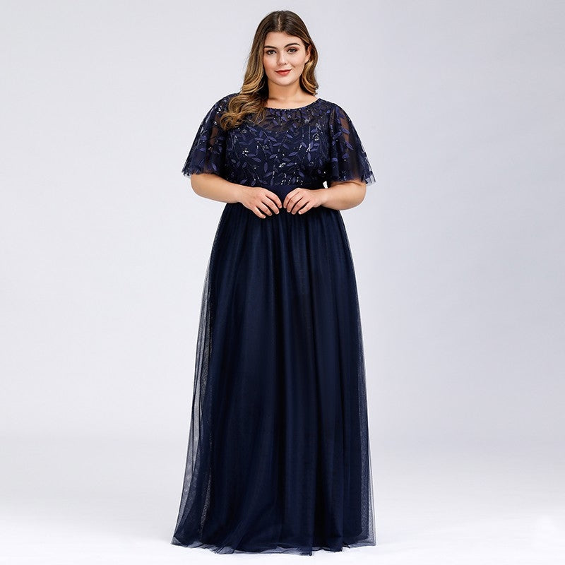 Ever Pretty Plus Size Dress Elegant Sequin Evening Dress Maxi Tulle Formal Gown Party Prom Dress 0904