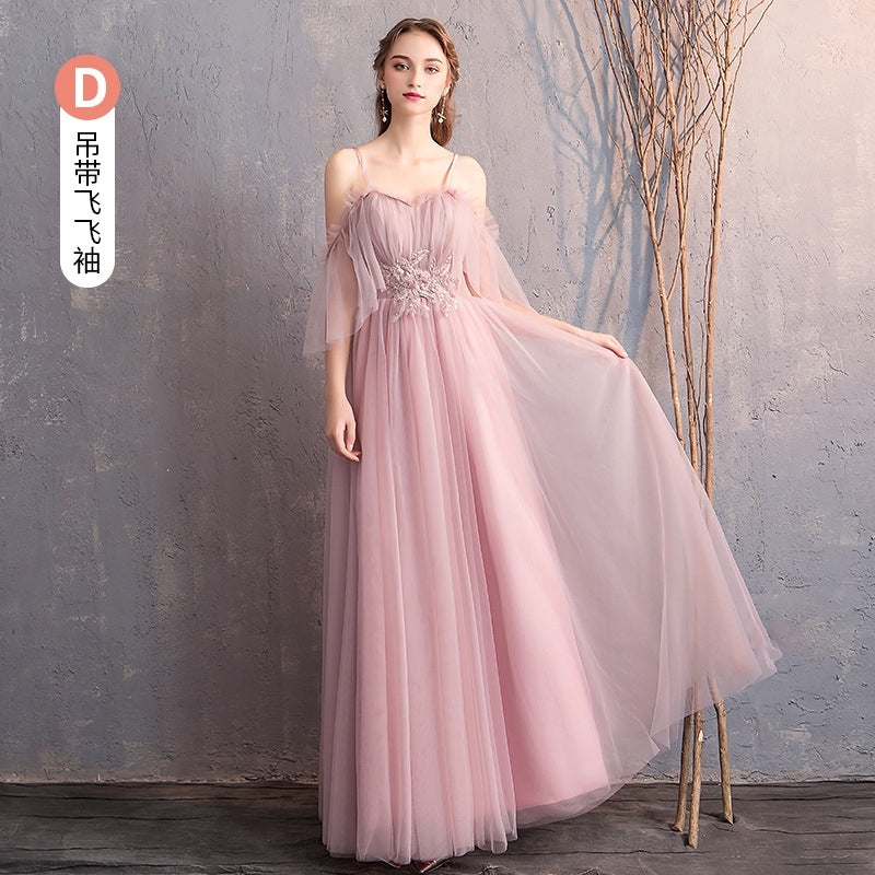 Wedding bridesmaid dress pink dress birthday dress playing piano dress Annual grey dress host maxidress dinner