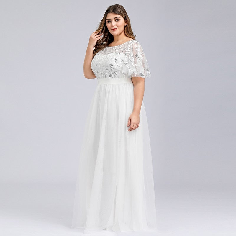 Ever Pretty Plus Size Dress Elegant Sequin Evening Dress Maxi Tulle Formal Gown Party Prom Dress 0904