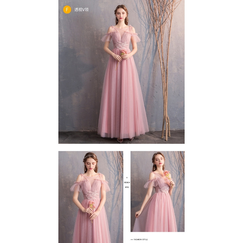 Wedding bridesmaid dress pink dress birthday dress playing piano dress Annual grey dress host maxidress dinner
