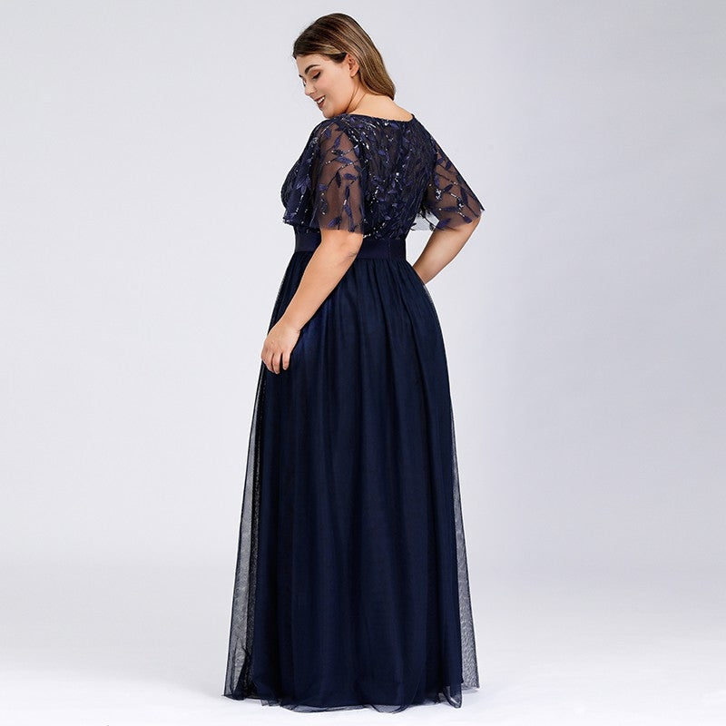 Ever Pretty Plus Size Dress Elegant Sequin Evening Dress Maxi Tulle Formal Gown Party Prom Dress 0904
