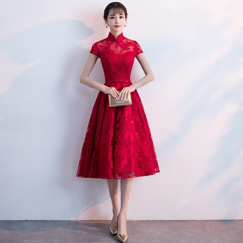 Toast Bride Wedding New Thin Evening Dress Ladies Temperament Small Dress Female
