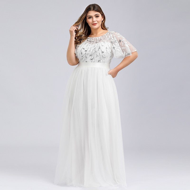 Ever Pretty Plus Size Dress Elegant Sequin Evening Dress Maxi Tulle Formal Gown Party Prom Dress 0904