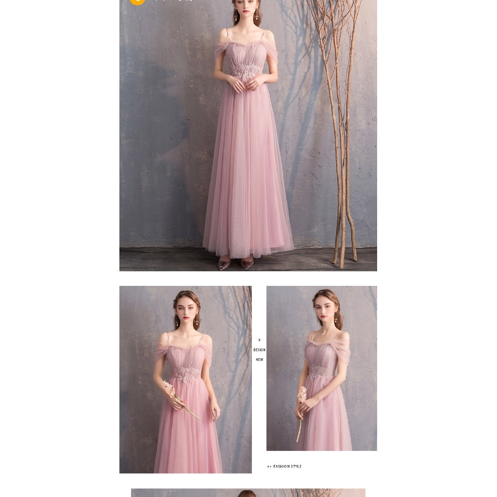 Wedding bridesmaid dress pink dress birthday dress playing piano dress Annual grey dress host maxidress dinner