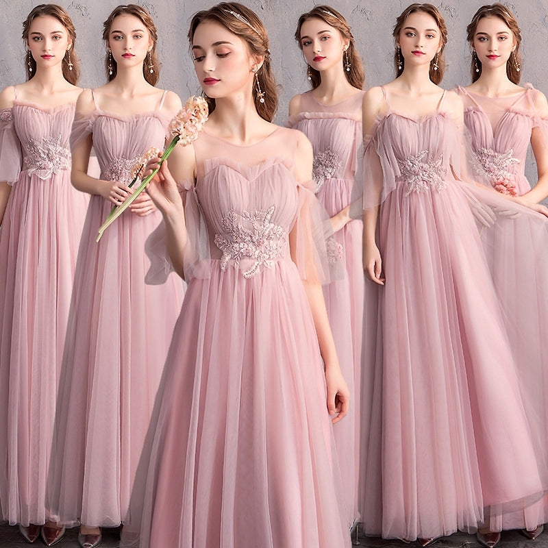 Wedding bridesmaid dress pink dress birthday dress playing piano dress Annual grey dress host maxidress dinner