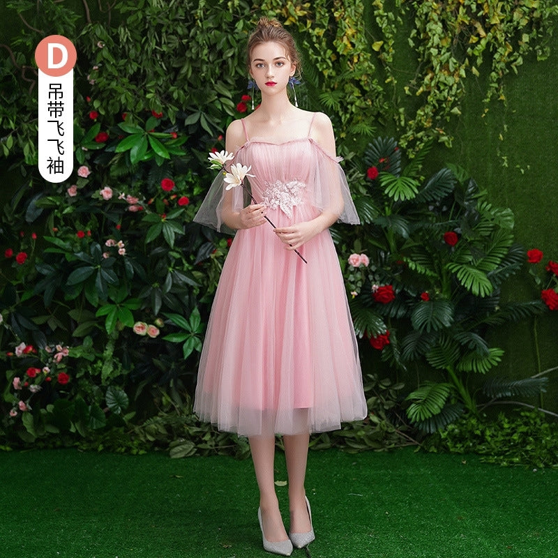 Wedding bridesmaid dress pink dress birthday dress playing piano dress Annual grey dress host maxidress dinner