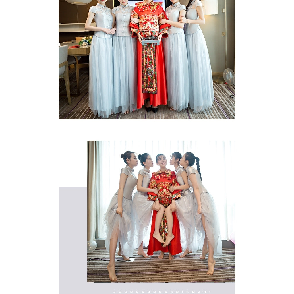 Girlfriend Dresses Wedding Bridesmaid Dress Sisters Chinese Style Full 2019 New