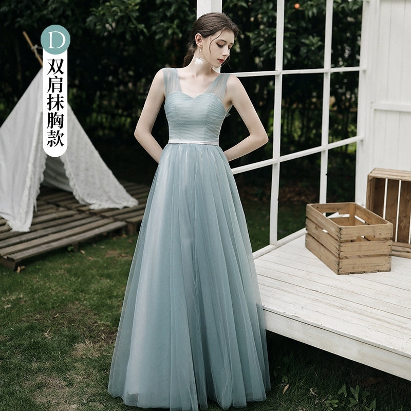 Bridesmaids evening dress pale green fairy dress women wedding bridal gown sister performance dress concert party dress