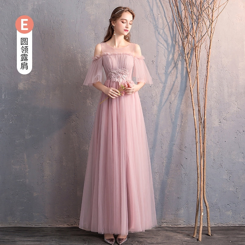 Wedding bridesmaid dress pink dress birthday dress playing piano dress Annual grey dress host maxidress dinner
