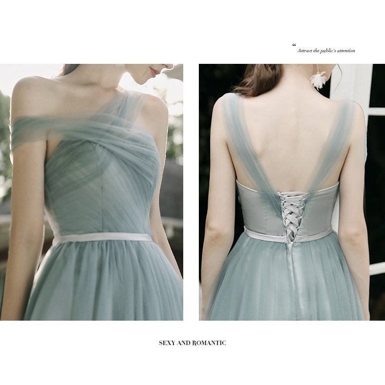 Bridesmaids evening dress pale green fairy dress women wedding bridal gown sister performance dress concert party dress