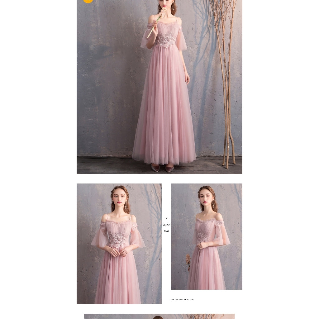 Wedding bridesmaid dress pink dress birthday dress playing piano dress Annual grey dress host maxidress dinner