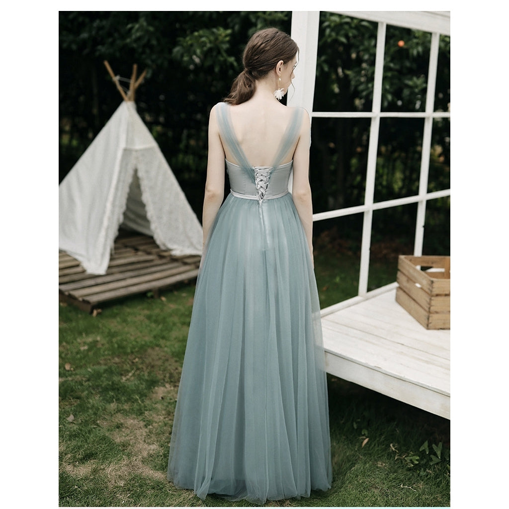 Bridesmaids evening dress pale green fairy dress women wedding bridal gown sister performance dress concert party dress