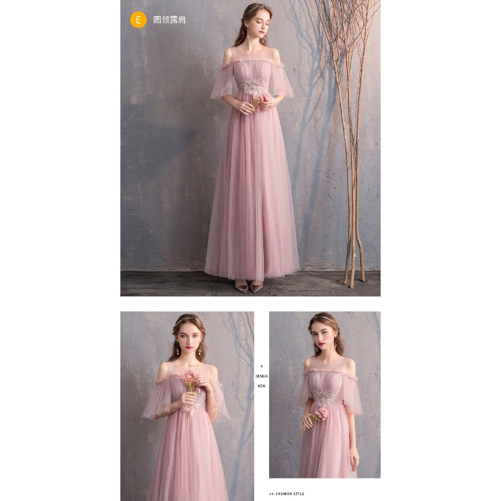 Wedding bridesmaid dress pink dress birthday dress playing piano dress Annual grey dress host maxidress dinner