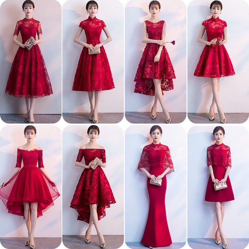 Toast Bride Wedding New Thin Evening Dress Ladies Temperament Small Dress Female