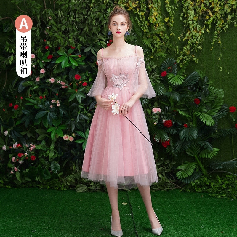 Wedding bridesmaid dress pink dress birthday dress playing piano dress Annual grey dress host maxidress dinner