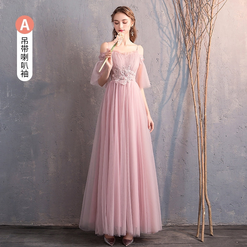 Wedding bridesmaid dress pink dress birthday dress playing piano dress Annual grey dress host maxidress dinner