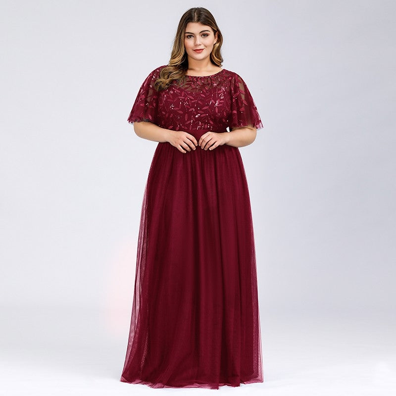 Ever Pretty Plus Size Dress Elegant Sequin Evening Dress Maxi Tulle Formal Gown Party Prom Dress 0904