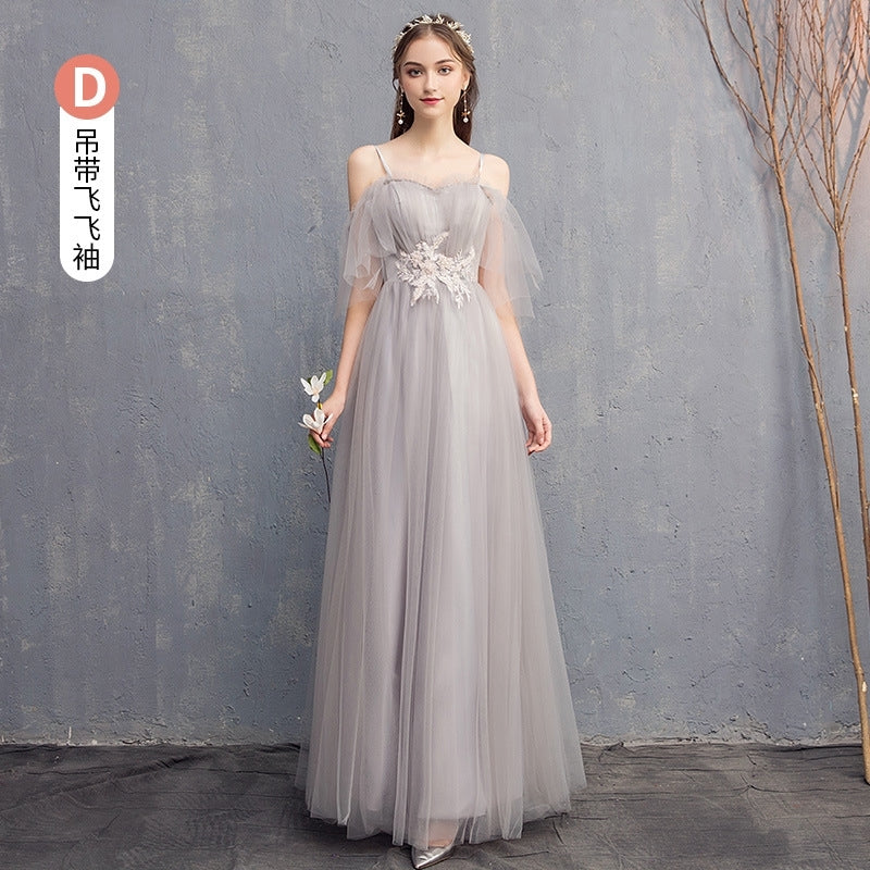 Wedding bridesmaid dress pink dress birthday dress playing piano dress Annual grey dress host maxidress dinner