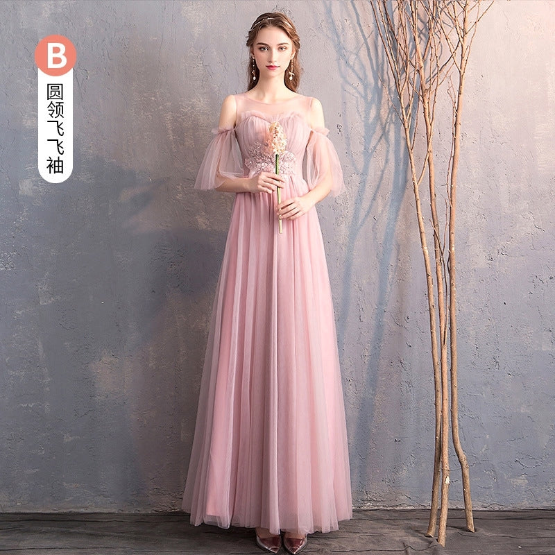 Wedding bridesmaid dress pink dress birthday dress playing piano dress Annual grey dress host maxidress dinner
