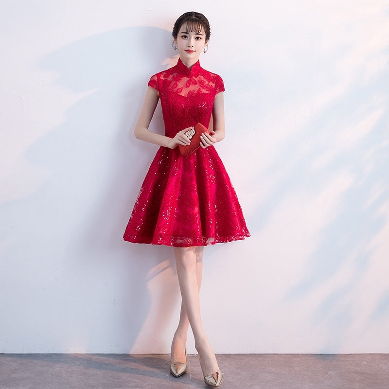 Toast Bride Wedding New Thin Evening Dress Ladies Temperament Small Dress Female