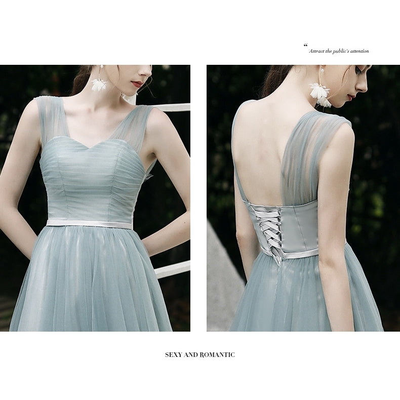 Bridesmaids evening dress pale green fairy dress women wedding bridal gown sister performance dress concert party dress