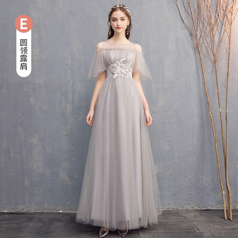 Wedding bridesmaid dress pink dress birthday dress playing piano dress Annual grey dress host maxidress dinner