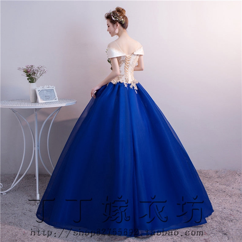 dress female pompous skirt long vocal art examination dress host annual meeting evening dress pompous skirt