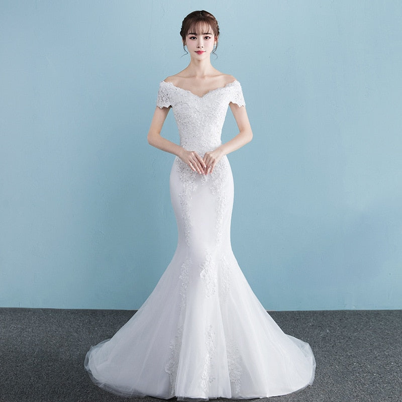 New Illusion Vestido De Noiva White Backless Lace Mermaid Wedding Dress Cap Sleeve Wedding Gown Bride Dress