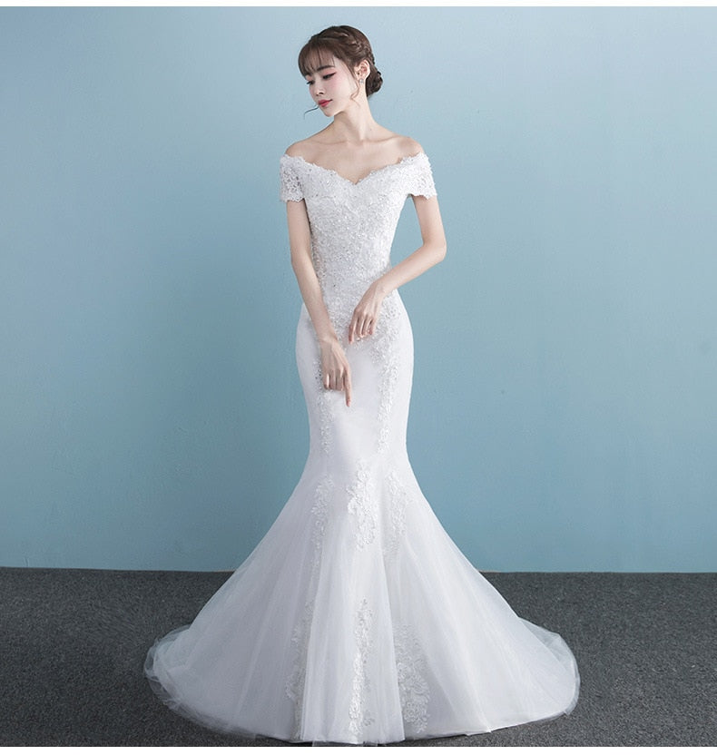New Illusion Vestido De Noiva White Backless Lace Mermaid Wedding Dress Cap Sleeve Wedding Gown Bride Dress