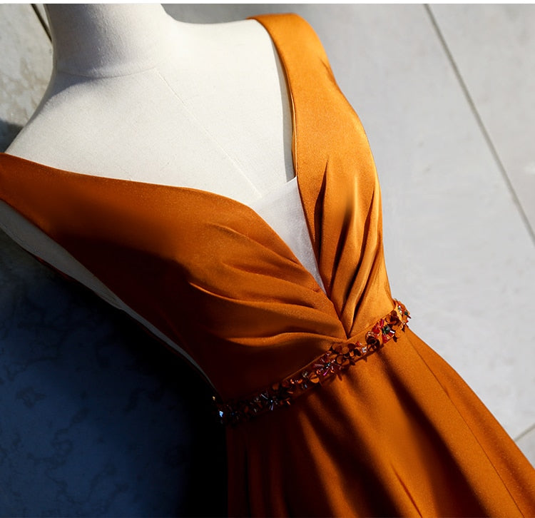 Luxury Long Bridesmaid Dress Sexy V-neck Wedding Party Dresses Elegant Sashes Special Occasion Dresses C46177