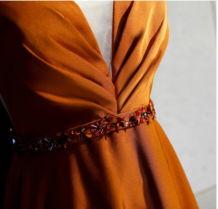 Luxury Long Bridesmaid Dress Sexy V-neck Wedding Party Dresses Elegant Sashes Special Occasion Dresses C46177