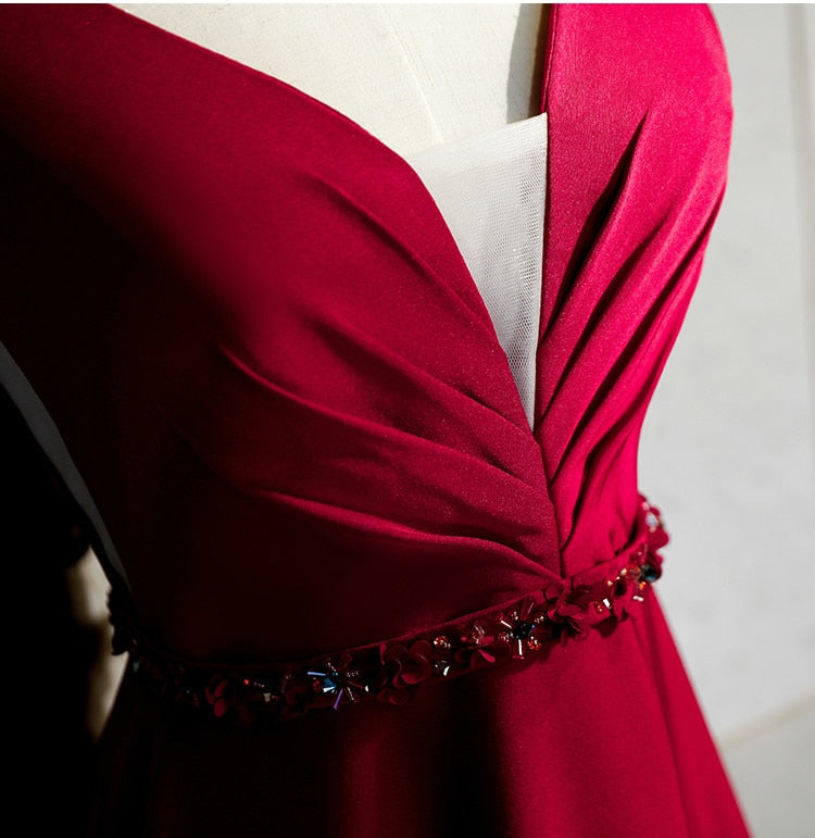 Luxury Long Bridesmaid Dress Sexy V-neck Wedding Party Dresses Elegant Sashes Special Occasion Dresses C46177
